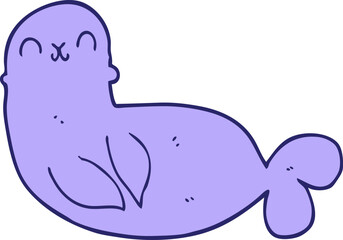 cartoon seal in bright neon color