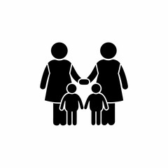 creative details Outline Family Icon (Parents and Children) Location Icon vector illustration