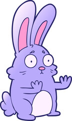cartoon scared rabbit in bright neon color