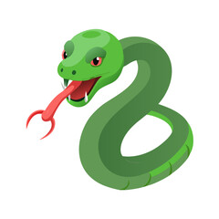 Obraz premium Cute Green Cartoon Snake Character