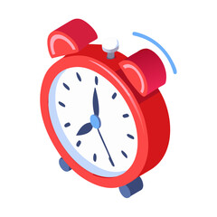 Ringing Red Alarm Clock Isometric Icon