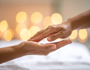 A close-up of a gentle, therapeutic hand massage, emphasizing compassionate, non-invasive patient comfort.