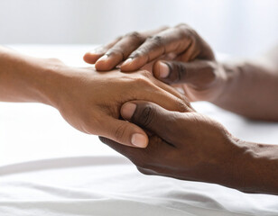 A close-up of a gentle, therapeutic hand massage, emphasizing compassionate, non-invasive patient comfort.