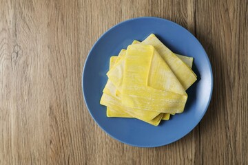 wonton wrapper,dumpling wrappers on wooden background