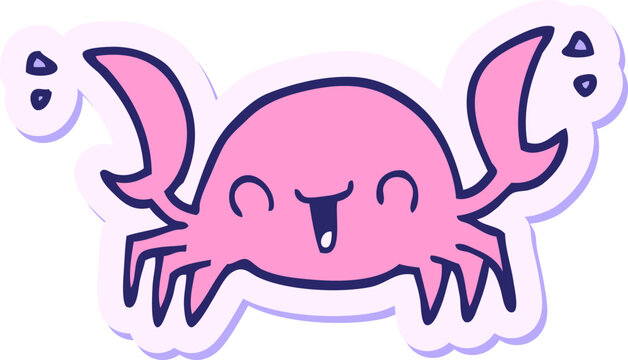 Naklejki sticker of a cartoon crab in bright neon color