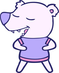polar bear cartoon in bright neon color