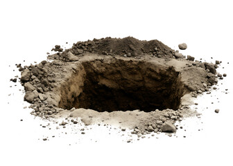 earth hole in the ground isolated on white background PNG, AI GENERATED