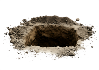 earth hole in the ground isolated on white background PNG, AI GENERATED