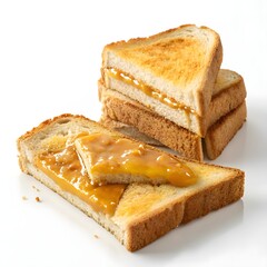Toasted bread slices with sweet apricot jam filling isolated on white background isolated on transparent background