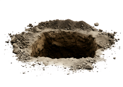 earth hole in the ground isolated on white background PNG, AI GENERATED