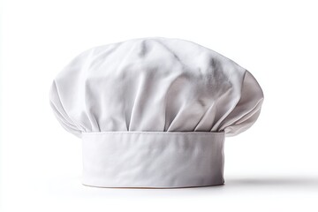 classic white chef hat isolated on clean white background