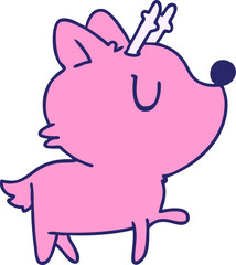 cartoon illustration of  kawaii cute deer in bright neon color
