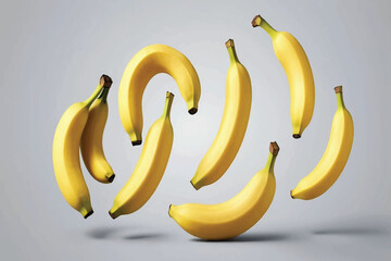 3d illustration set of a bunch banana isolated on on transparent background,