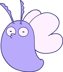 funny cartoon butterfly in bright neon color