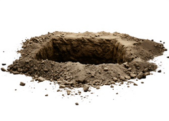 earth hole in the ground isolated on white background PNG, AI GENERATED