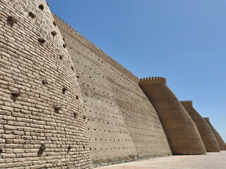 Stone walls around Buhkara Ark Citadel in Uzbekistan