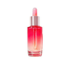 Bottle of pink liquid with a pink cap