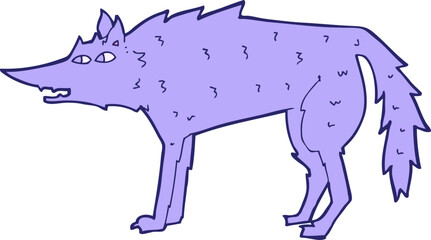 cartoon wolf in bright neon color