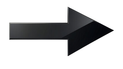 A sleek, glossy black arrow points to the right, perfect for indicating direction in digital interfaces isolated on transparent background