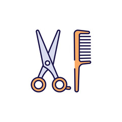 Salon Tools icon design with white background stock illustration