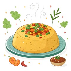 Delicious and healthy vegetable stew served on a plate with side dishes isolated on white background isolated on transparent background