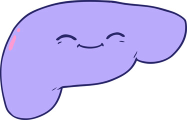cartoon liver in bright neon color
