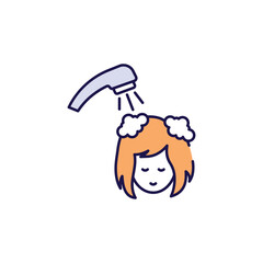 Hair Washing icon design with white background stock illustration