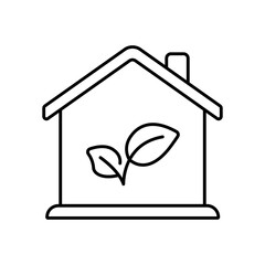 Eco Home Sustainable House Line Icon