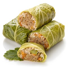 Delicious cabbage rolls filled with rice and meat isolated on white background isolated on transparent background