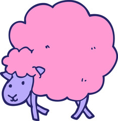 cartoon sheep in bright neon color