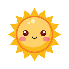 Fototapeta premium kawaii smiling sun with rosy cheeks and big eyes vector