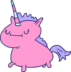 hand drawn cartoon doodle of a magical unicorn in bright neon color