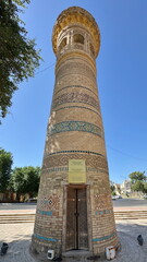 Famous minaret next to the mosque in Bukhara, Uzbekistan