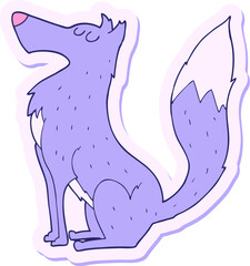 sticker of a cartoon wolf in bright neon color