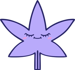 cute cartoon of a marijuana leaf in bright neon color