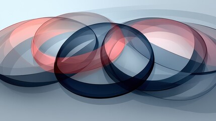 Abstract rings, flowing design, gray background, website banner