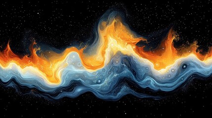 Cosmic fire and ice swirl, space background, abstract art, website banner