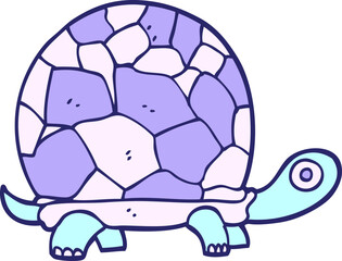 hand drawn doodle style cartoon tortoise in bright neon color