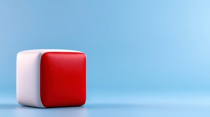 Minimalist design of a red and white rectangular block on a blue background perfect for modern visual projects. Clean geometric shape graphic element ideal for contemporary digital artwork