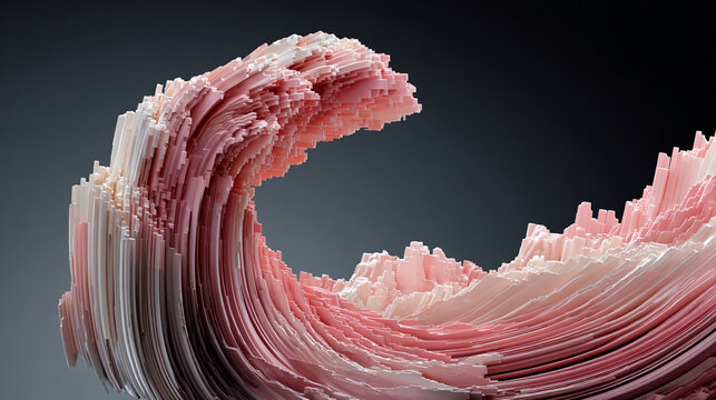 Pink Abstract 3D digital artwork fluid, wave-like forms  For modern backgrounds, tech visuals, art projects, fashion branding, and luxurious design concepts. 