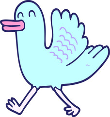 cartoon duck in bright neon color