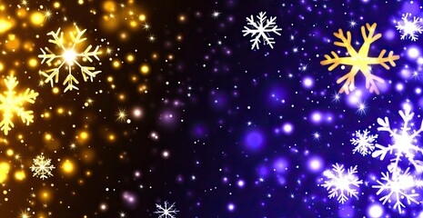 Wintery snowflakes, golden & blue, sparkle