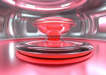 Futuristic, pink, glass pedestal