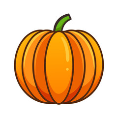 Bright orange pumpkin with green stem illustration