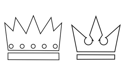 Crown icons set. Crown black outline. Simple crown symbol collection. 
