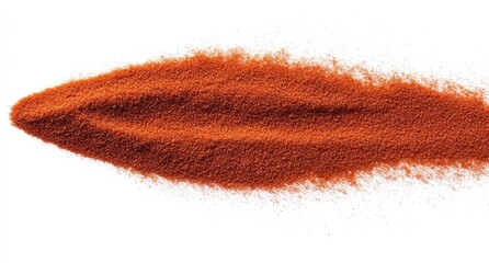 Red spice powder streaked on white background