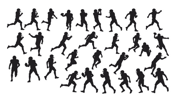 A Diverse Collection of Athletes in Running and Game-Play Poses, Highlighting Speed and Power