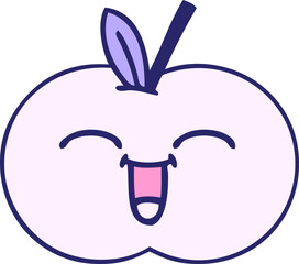 cute cartoon of a juicy apple in bright neon color