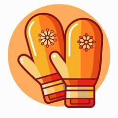 Cozy orange mittens with snowflake design for winter warmth