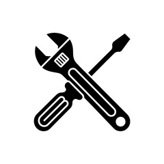 Wrench and Screwdriver Crossed Tools for Repair and Maintenance